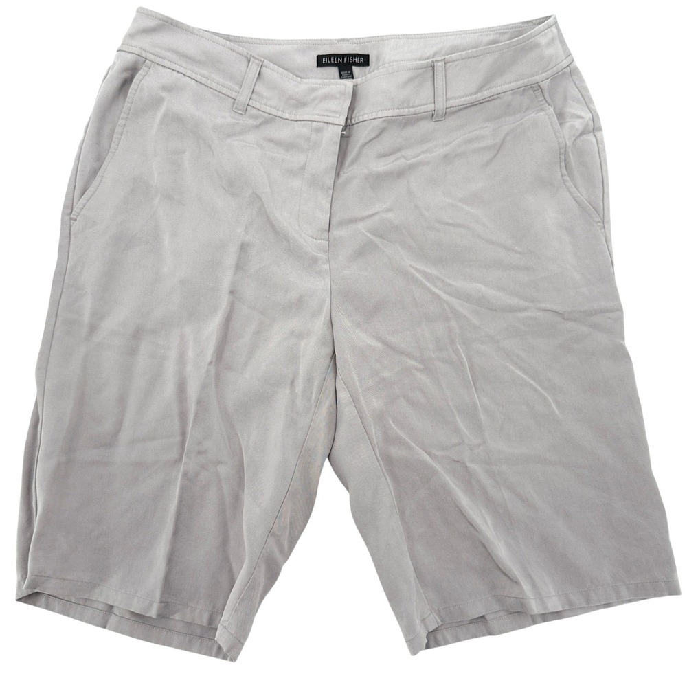 Eileen Fisher Womens Gray 100% Tencel Lyocell Bermuda Shorts Size Small P SP